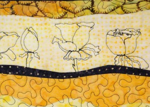 Yellow and Black drawn roses detail